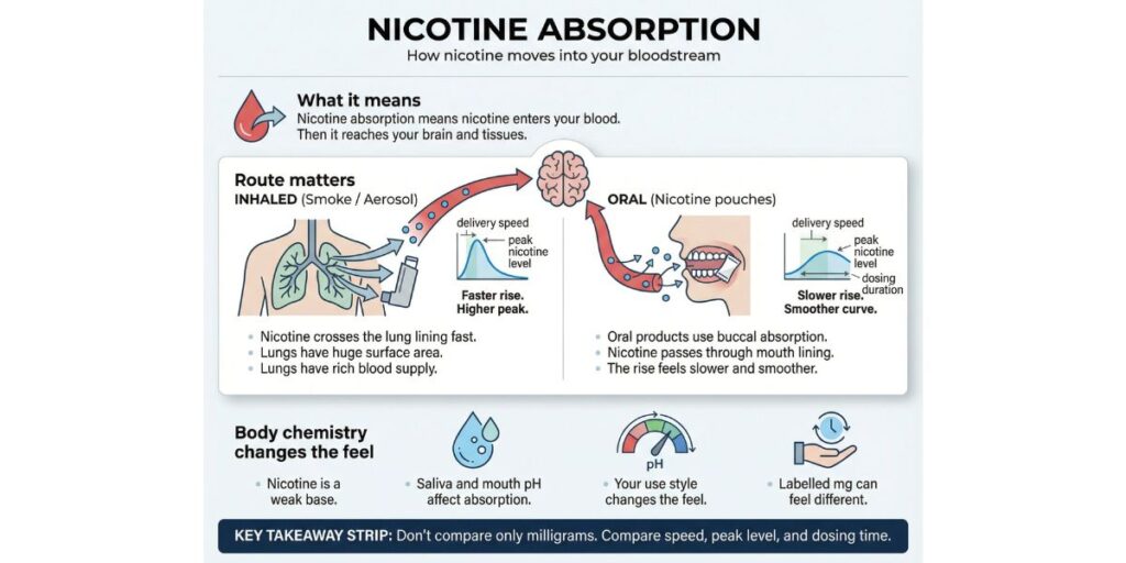 absorbed nicotine per pack of cigarettes Nicotine Absorption: Cigarettes vs Vapes vs Nicotine Pouches